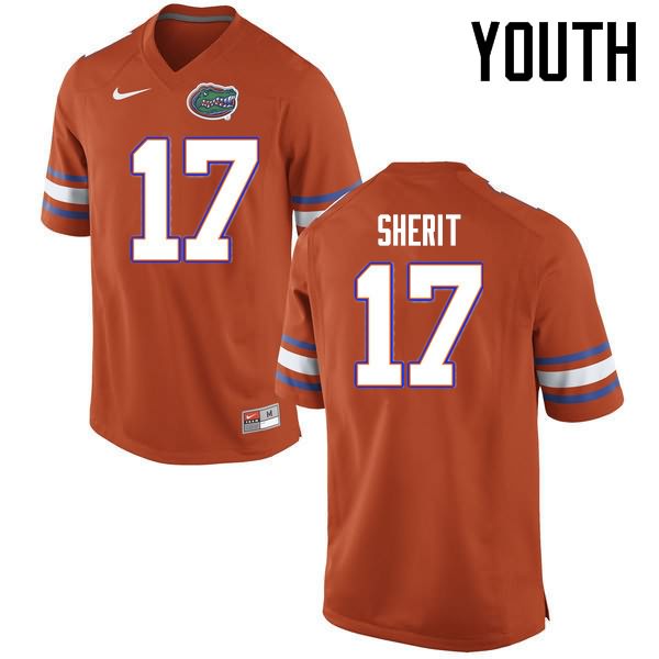 NCAA Florida Gators Jordan Sherit Youth #17 Nike Orange Stitched Authentic College Football Jersey YXD3664DB